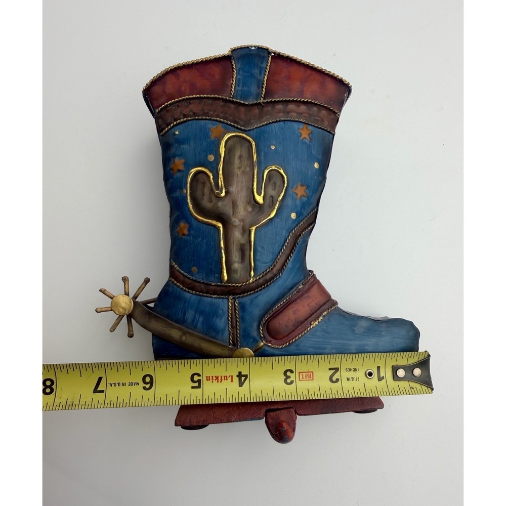 Cowboy Christmas Boot Stocking Holder Metal Cactus Spur Rustic Western Decor - Picture 10 of 10